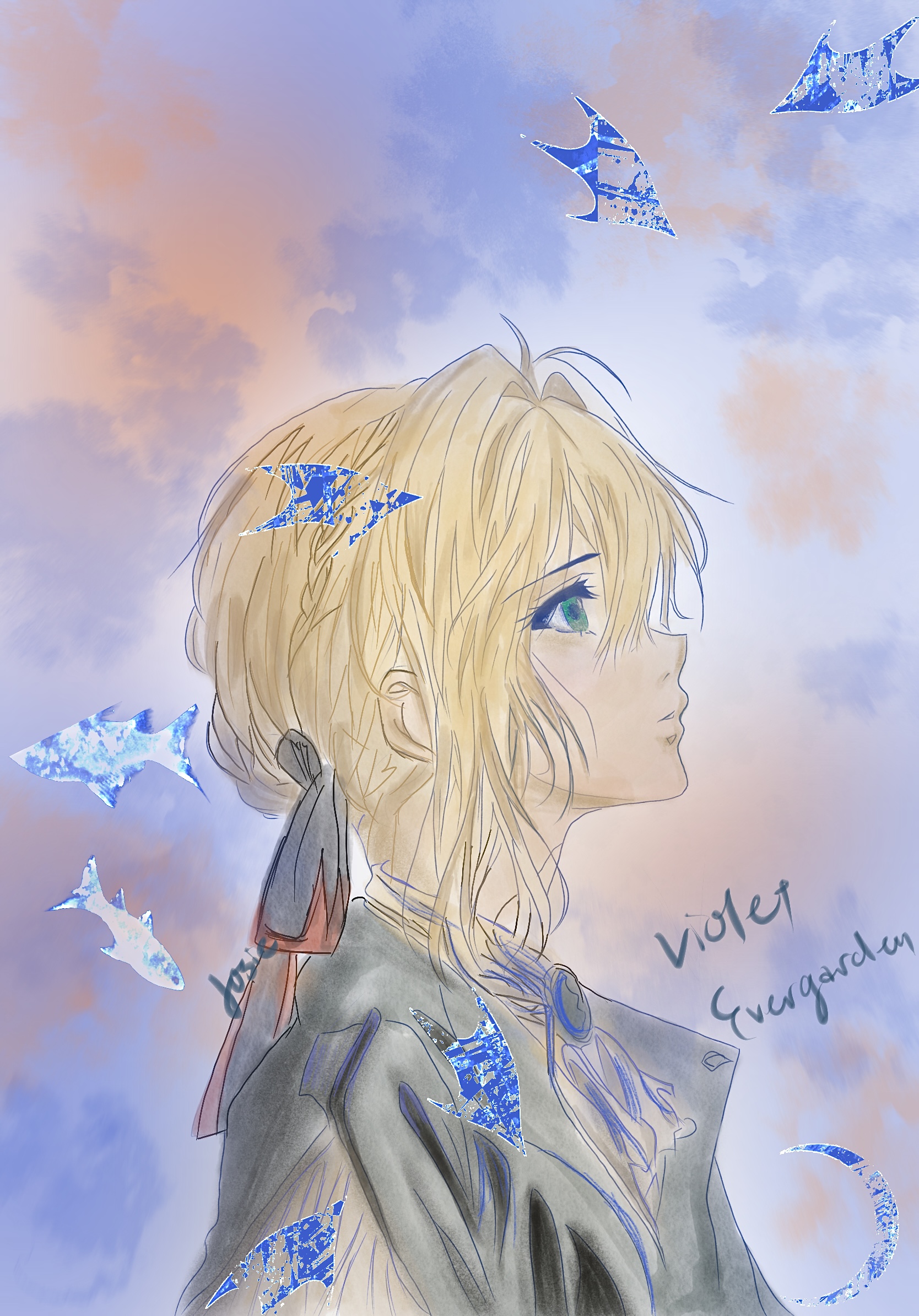 Drawing of Figures (digital painting of pencil style)